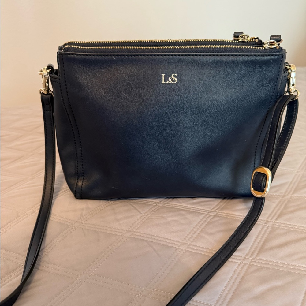 Navy Leather Crossbody Bag